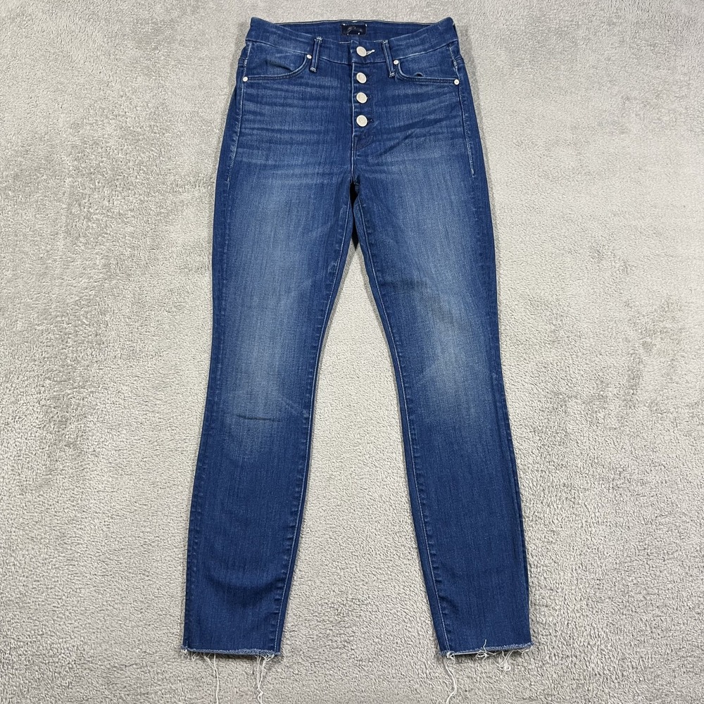 Mother Jeans Womens 24 The Pixie Ankle Fray Blue Denim Button Fly